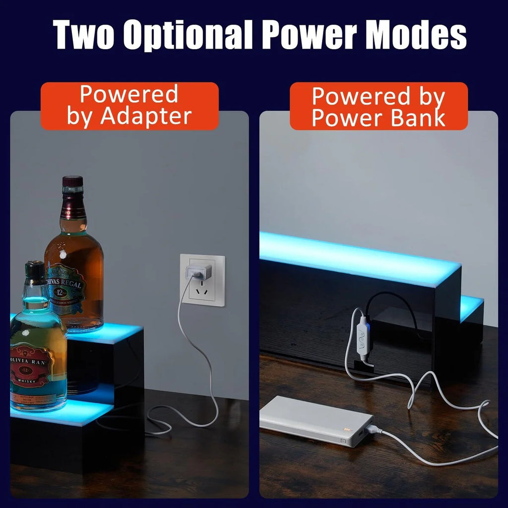 LED Light-Up Wine Bottle Display Rack, Wall-Mounted Acrylic