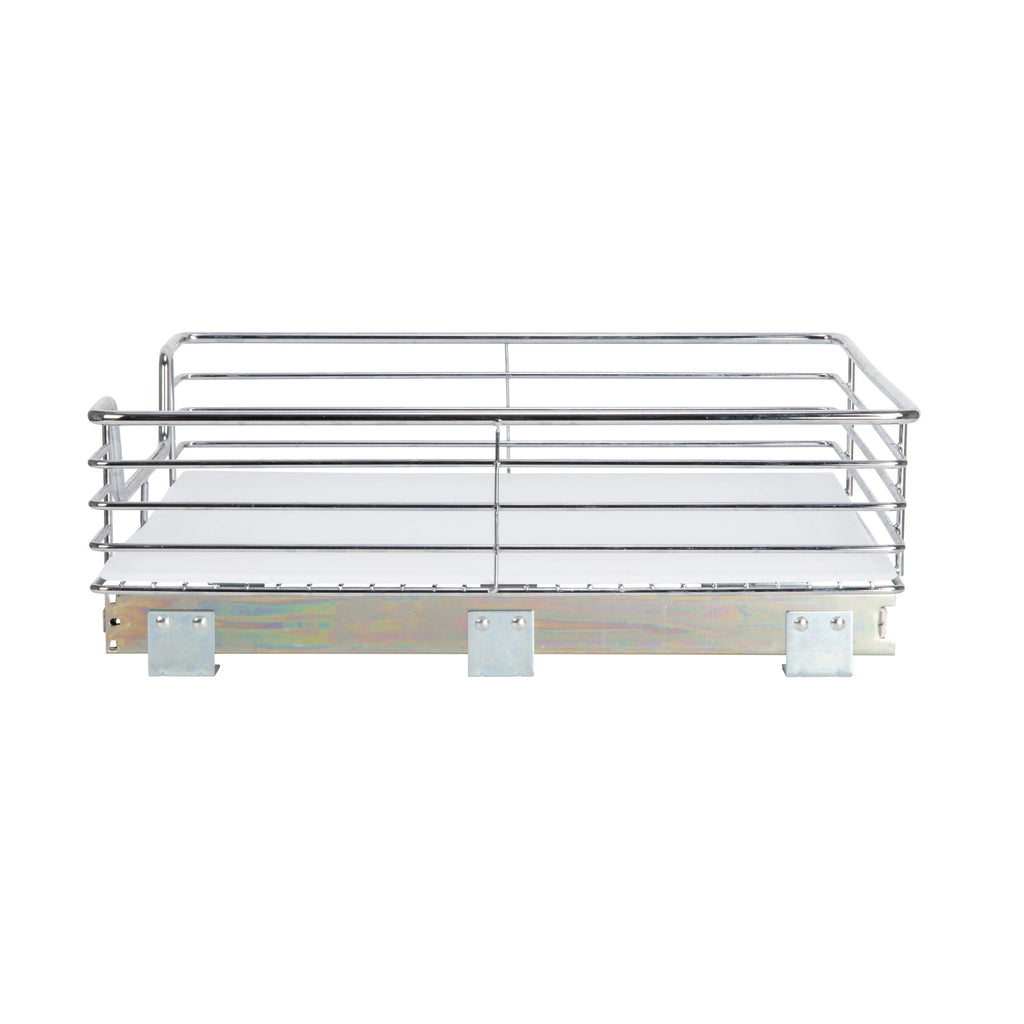 Household Essentials 1-Tier Steel Pull-Out/Slide-Out Basket Storage Organizer with Plastic Liner