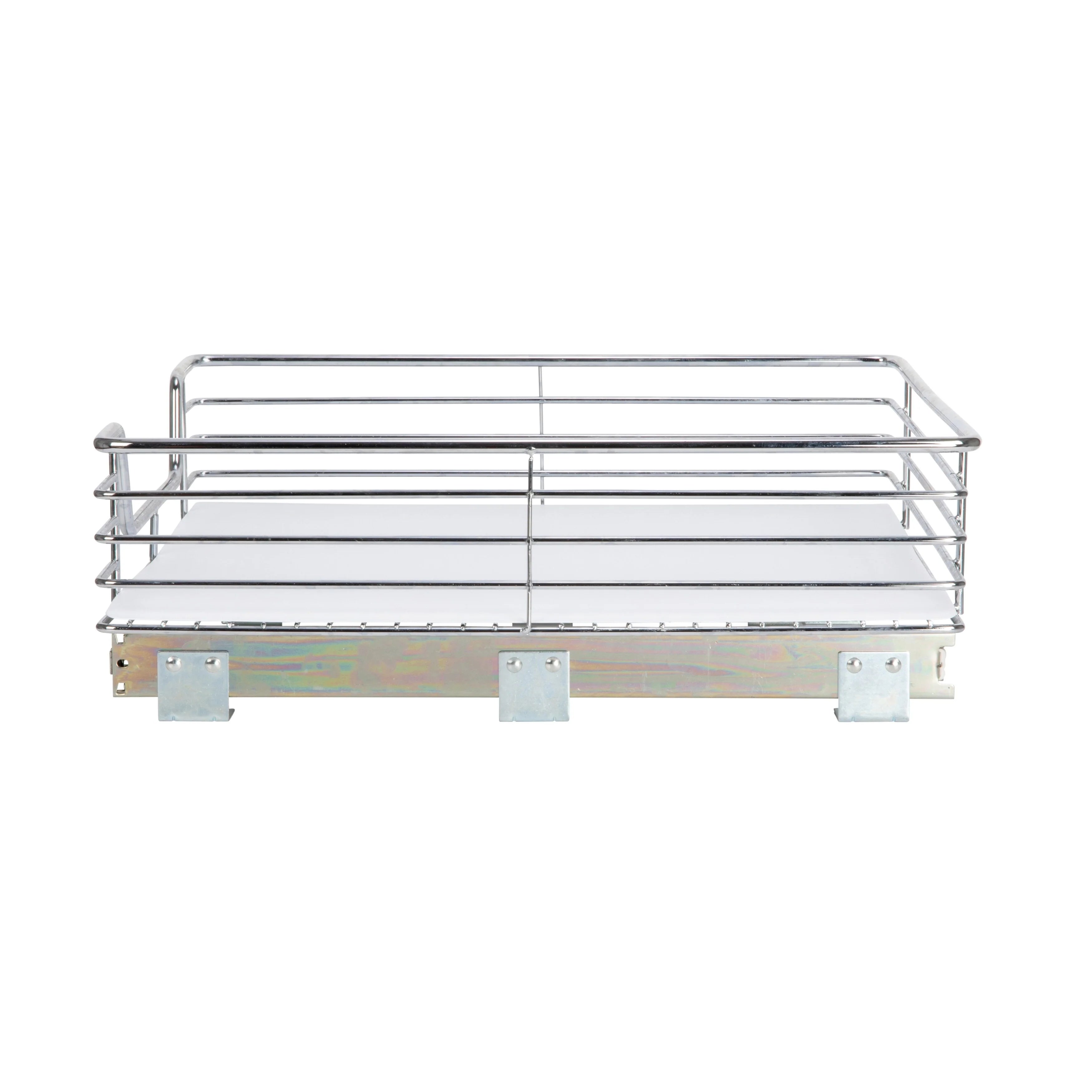 Household Essentials 1-Tier Steel Pull-Out/Slide-Out Basket Storage Organizer with Plastic Liner