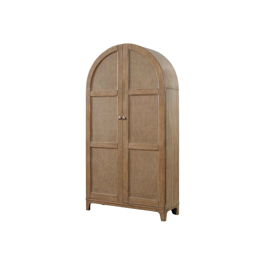 Coastal Arch shaped Bar Cabinet, Dining Cabinet, Fully Assembled, Brown