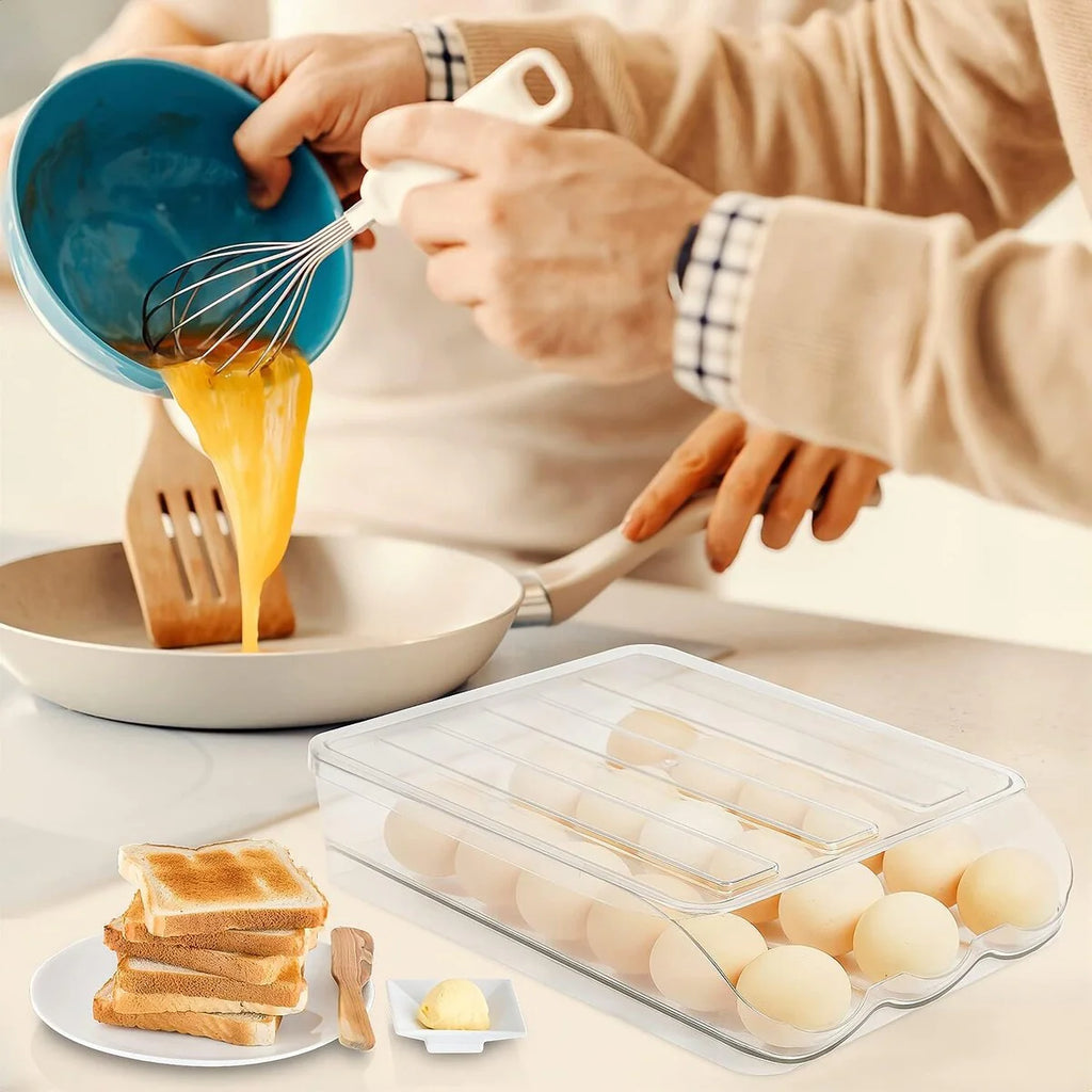 Set of 2 Auto Rolling Storage Container 18 Egg Tray - 2 Layer