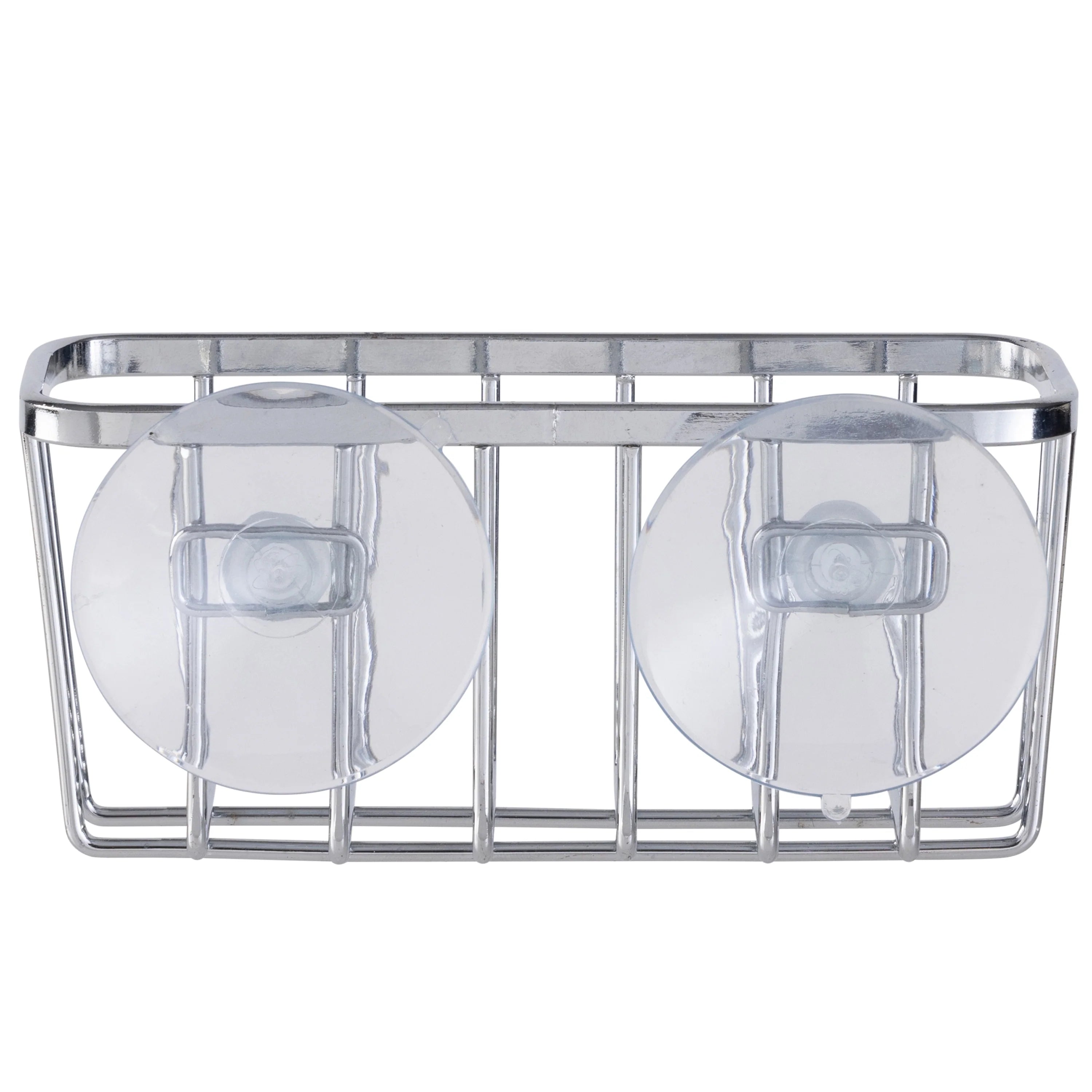 Simply Kitchen Details Silvertone Chrome Iron Suction-mount Sponge Holder - 5.5" x 2.0" x 2.5"