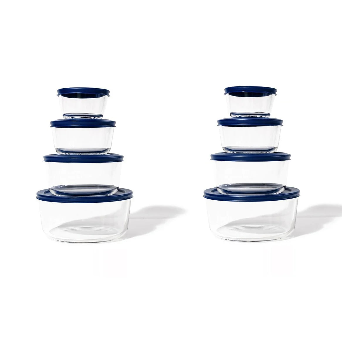 Glass Food Storage Set - Round Nesting, 8-Piece, BPA-Free, Airtight Lids, Microwave & Oven Safe
