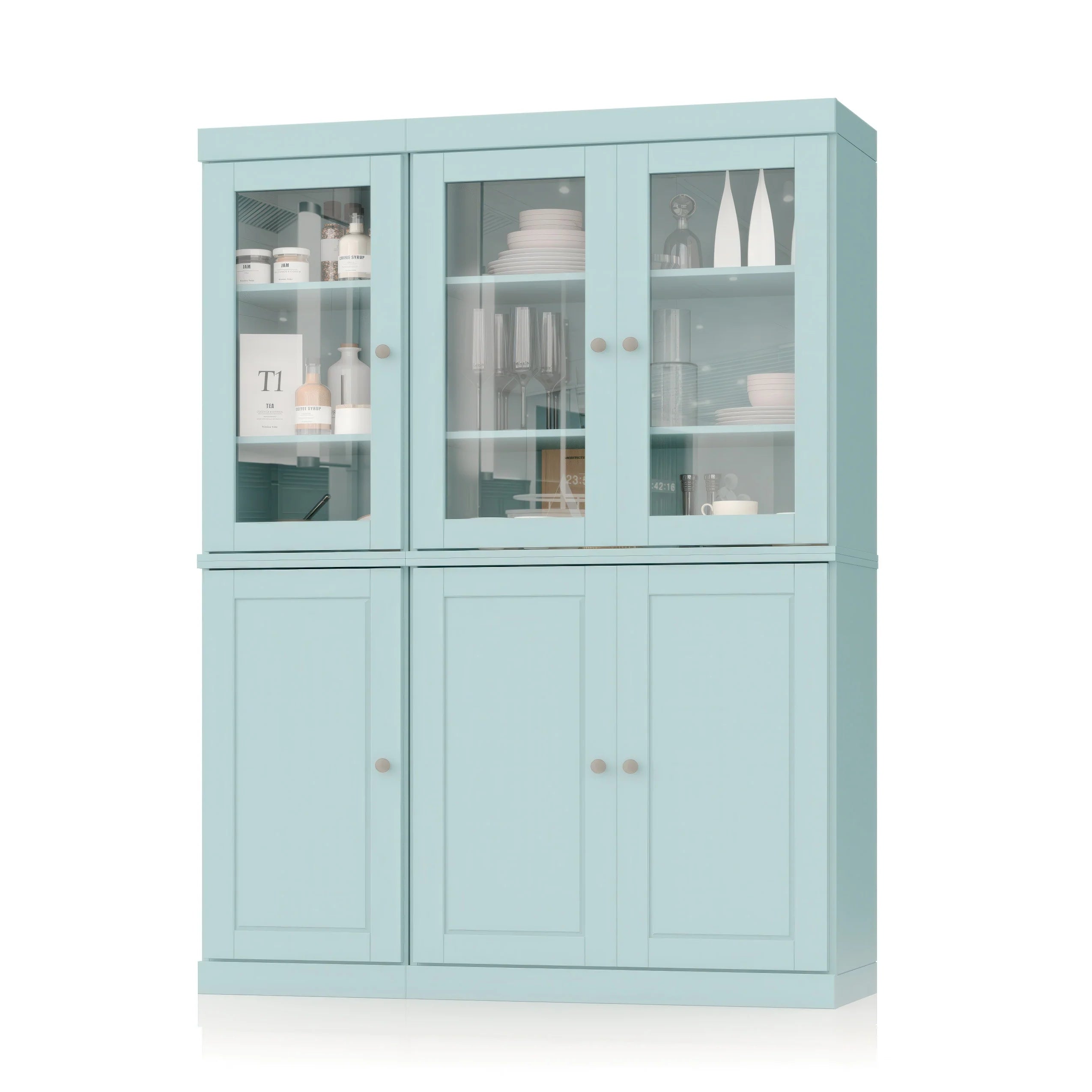 Palace Imports 100% Solid Wood 48.5" China Pantry Cabinet with Solid or Clear Glass Doors and Adjustable Shelves - 48.5" x 71.5"