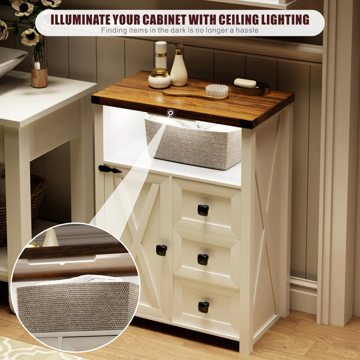 23.62"Accent Cabinet with drawers and storage - N/A