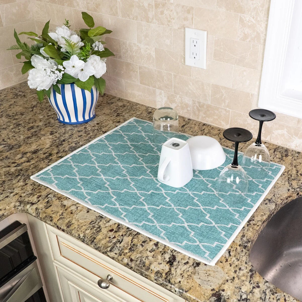 Large Dish Drying Mat for Kitchen Counter - Super-Absorbent Washable Cotton Large Baby Bottle Dryer Pad - Highly Absorbent Ultra