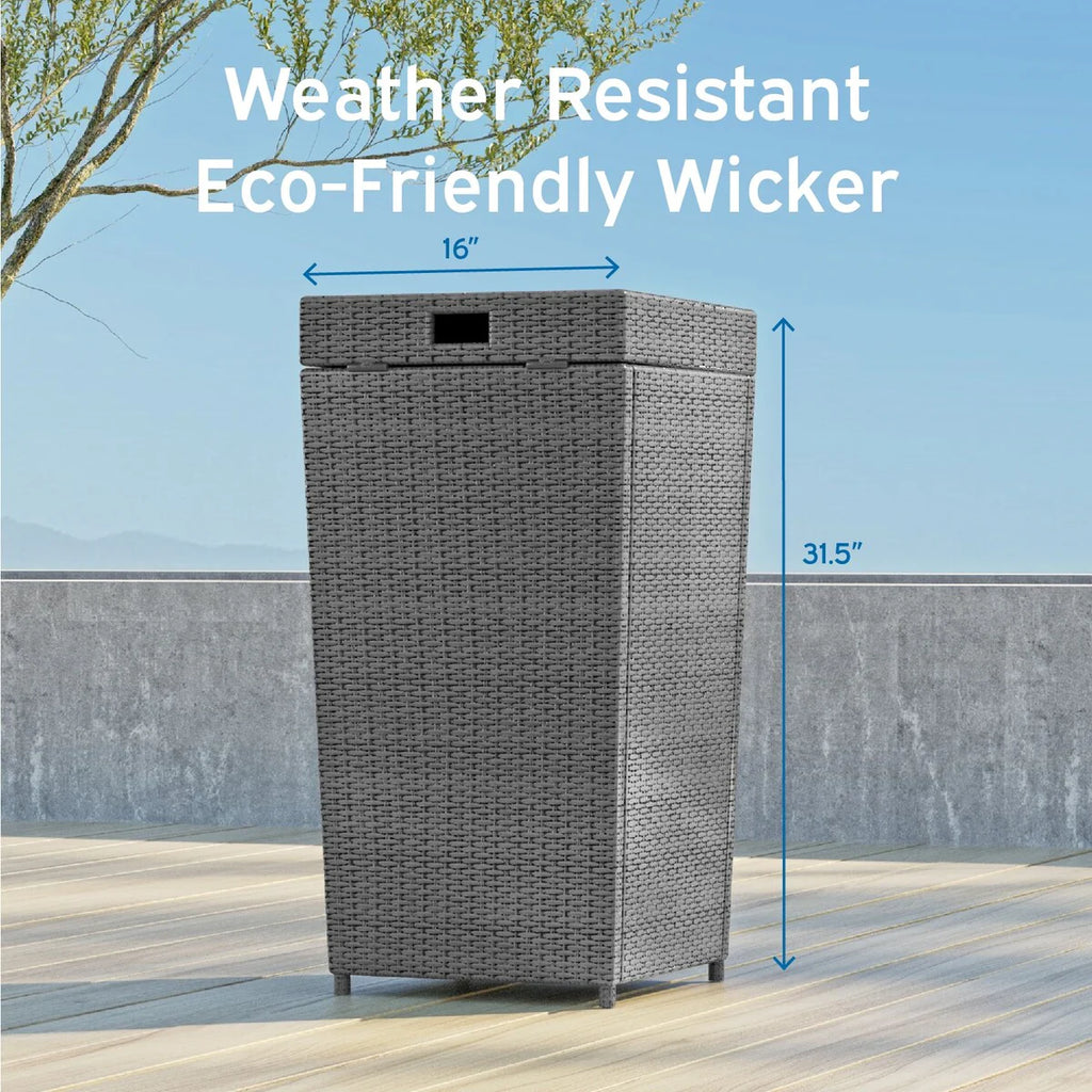 Nestl Outdoor Trash Can with Lid - 30 Gallon Durable Wicker Garbage Can for Patio
