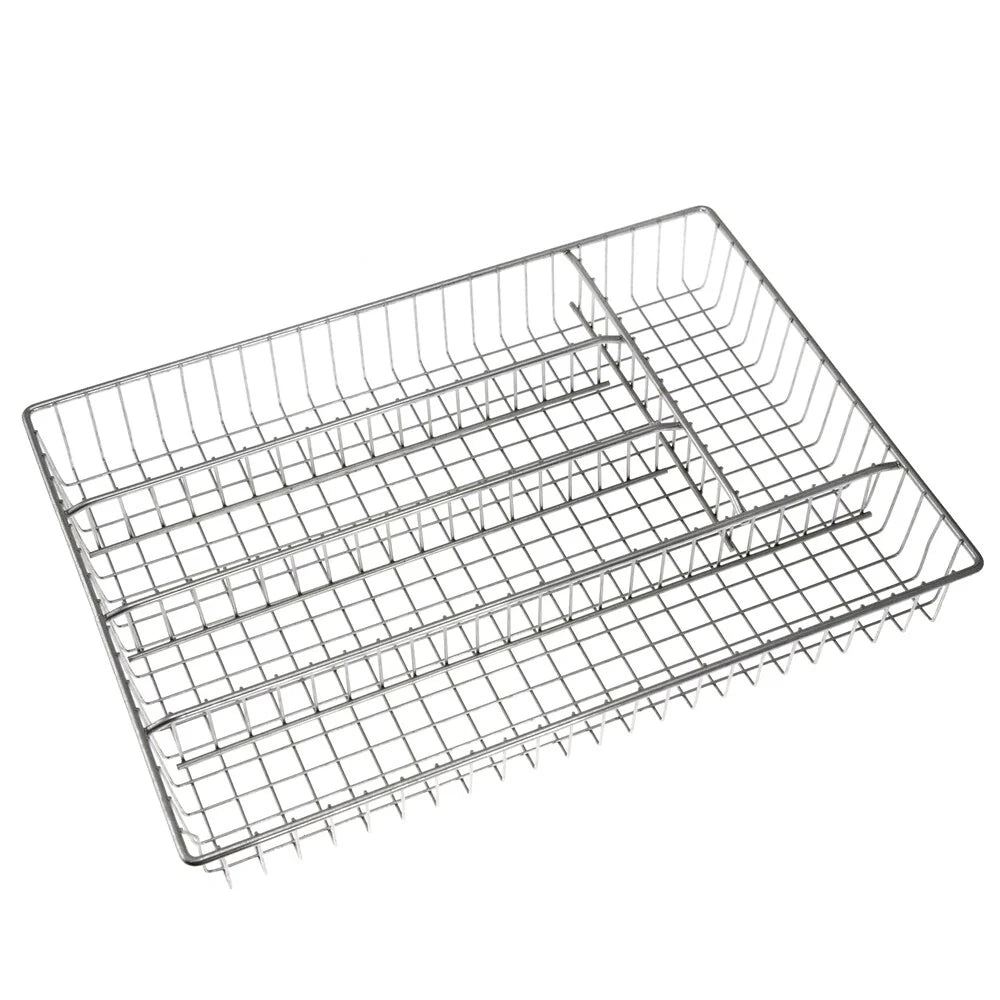 Creative Home Deluxe 5 Compartments Chrome Finished Cutlery Tray - 14.3" x 10.2" x 1.8"