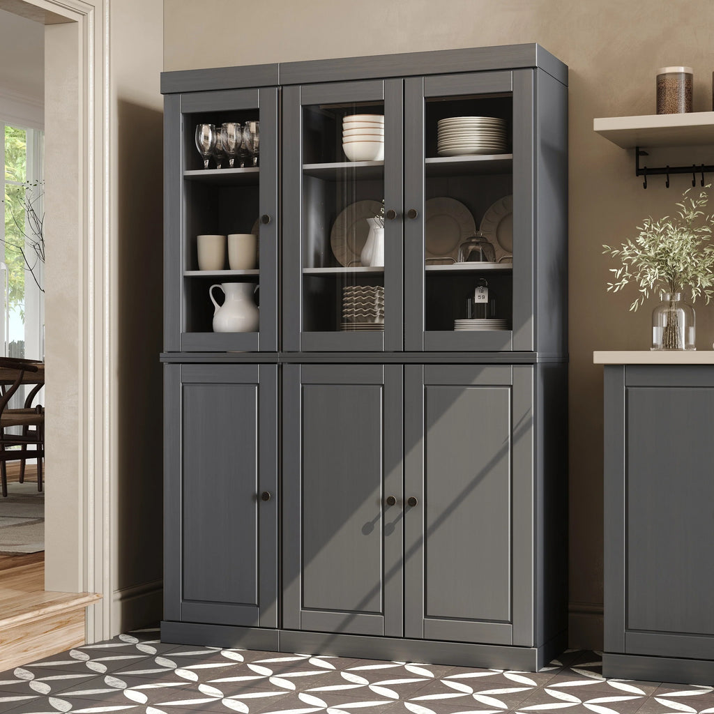 Palace Imports 100% Solid Wood China Pantry with Glass or Solid Wood Doors and 2-Drawers - 48.5" x 71.5"