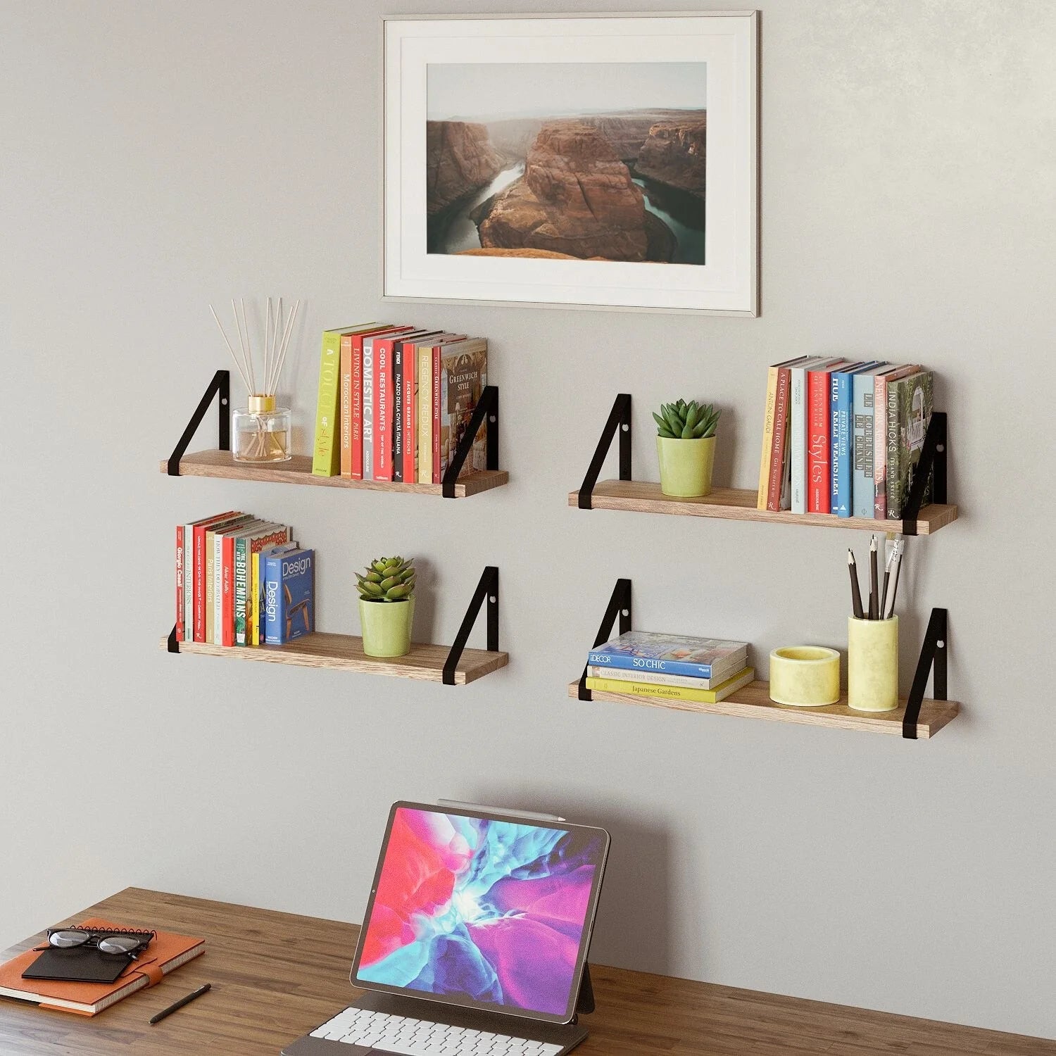 Wallniture Ponza 17inch Long, 4.5" Deep Wooden Shelves, Shelf for Kitchen