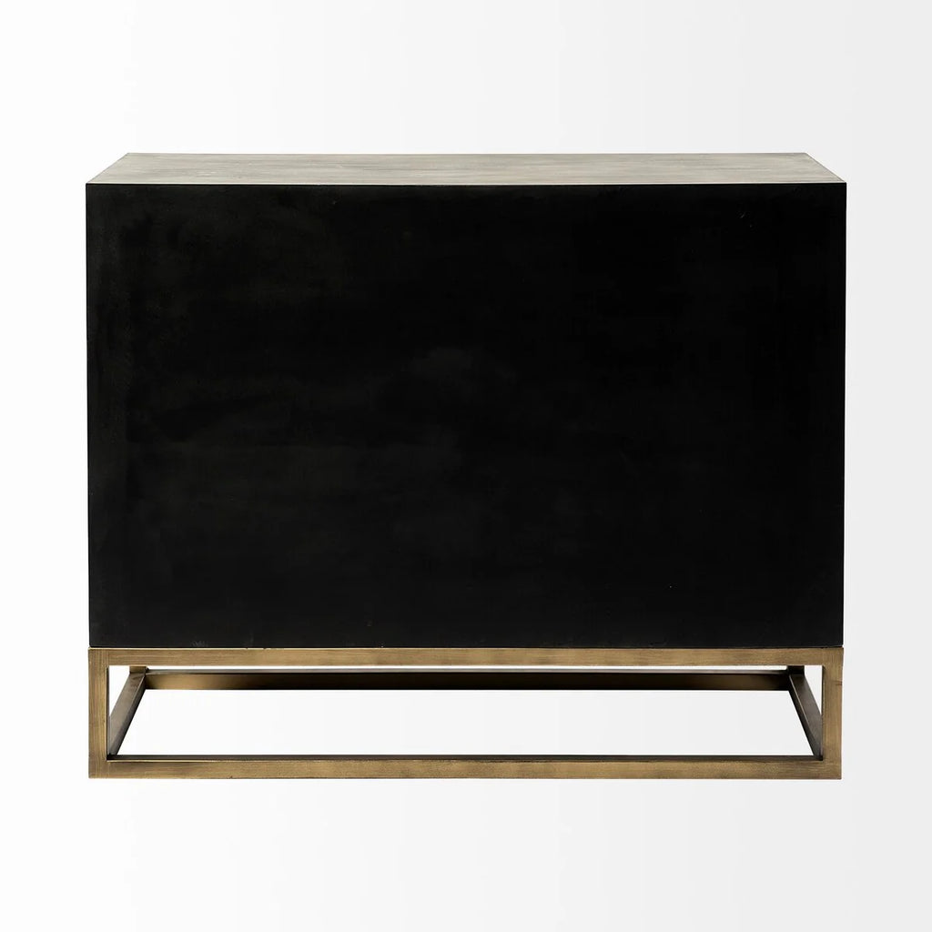 Genevieve I Gray Fir Veneer w/ Iron Frame & 3 Drawer Accent Cabinet - 39.0L x 15.7W x 30.9H