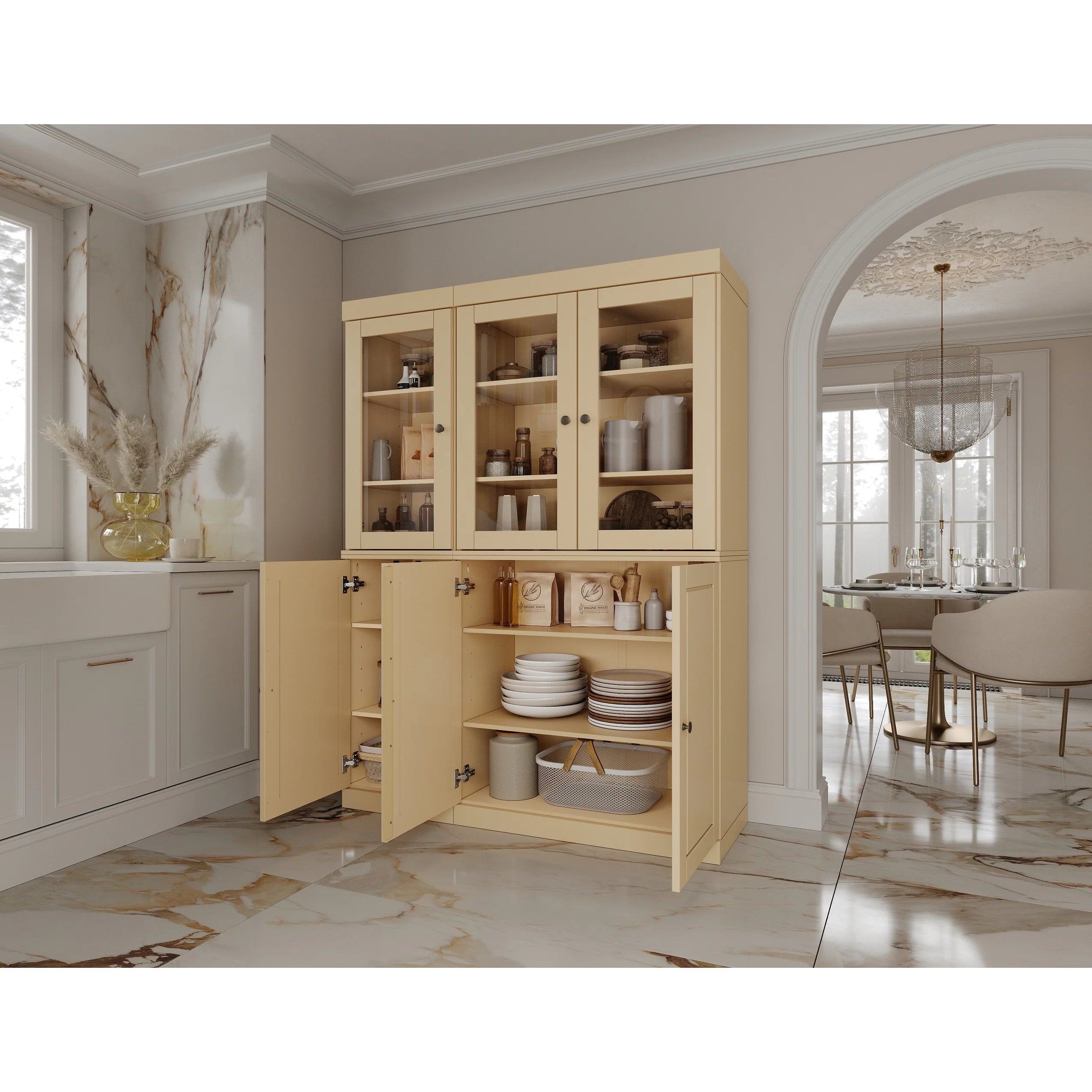 Palace Imports 100% Solid Wood 48.5" China Pantry Cabinet with Solid or Clear Glass Doors and Adjustable Shelves - 48.5" x 71.5"