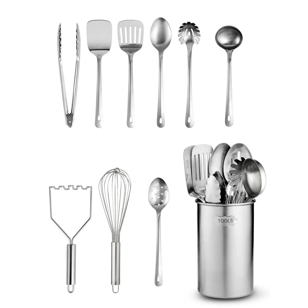 Stainless-Steel Kitchen Utensil Set - 10 Piece Set