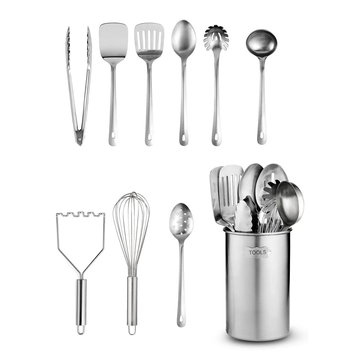 Stainless-Steel Kitchen Utensil Set - 10 Piece Set