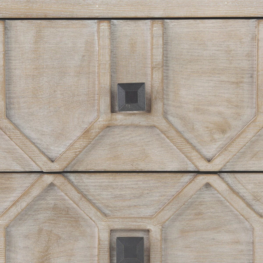 Genevieve I Gray Fir Veneer w/ Iron Frame & 3 Drawer Accent Cabinet - 39.0L x 15.7W x 30.9H