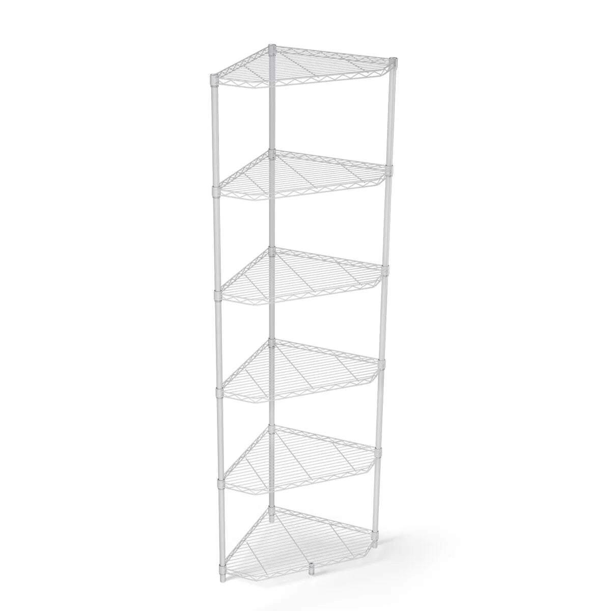 6 Tier Shelf Corner Wire Rack Pentagonal Shelves Adjustable Metal Heavy Duty Free Standing Corner Storage Display Chrome Rack