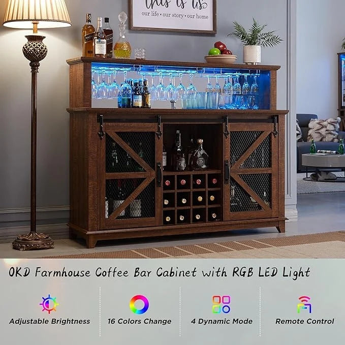 Farmhouse Coffee Bar Cabinet, Wine Bar Cabinet, Kitchen Buffet Cabinet