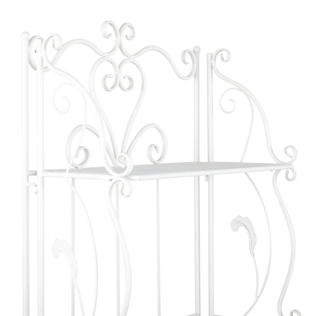 Metal Scroll Indoor Outdoor Tall Folding 5 Shelves Bakers Rack - Gold or White - Roche River Decor
