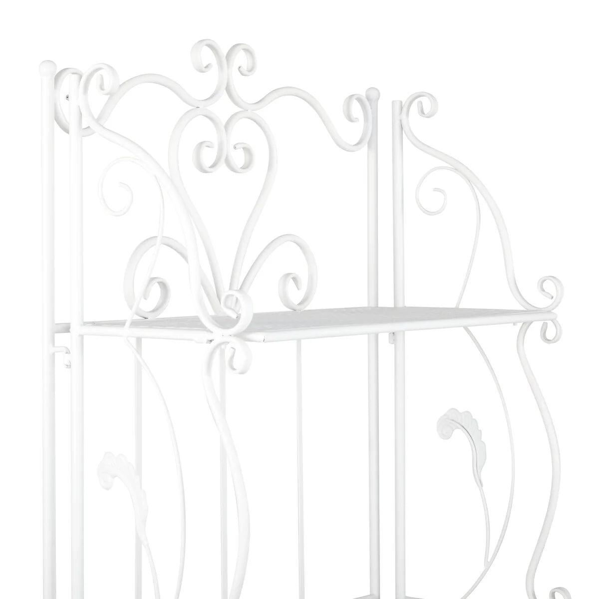Metal Scroll Indoor Outdoor Tall Folding 5 Shelves Bakers Rack - Gold or White - Roche River Decor