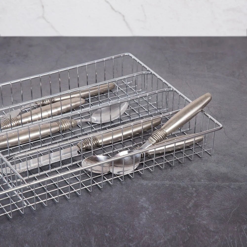 Creative Home Deluxe 5 Compartments Chrome Finished Cutlery Tray - 14.3" x 10.2" x 1.8"
