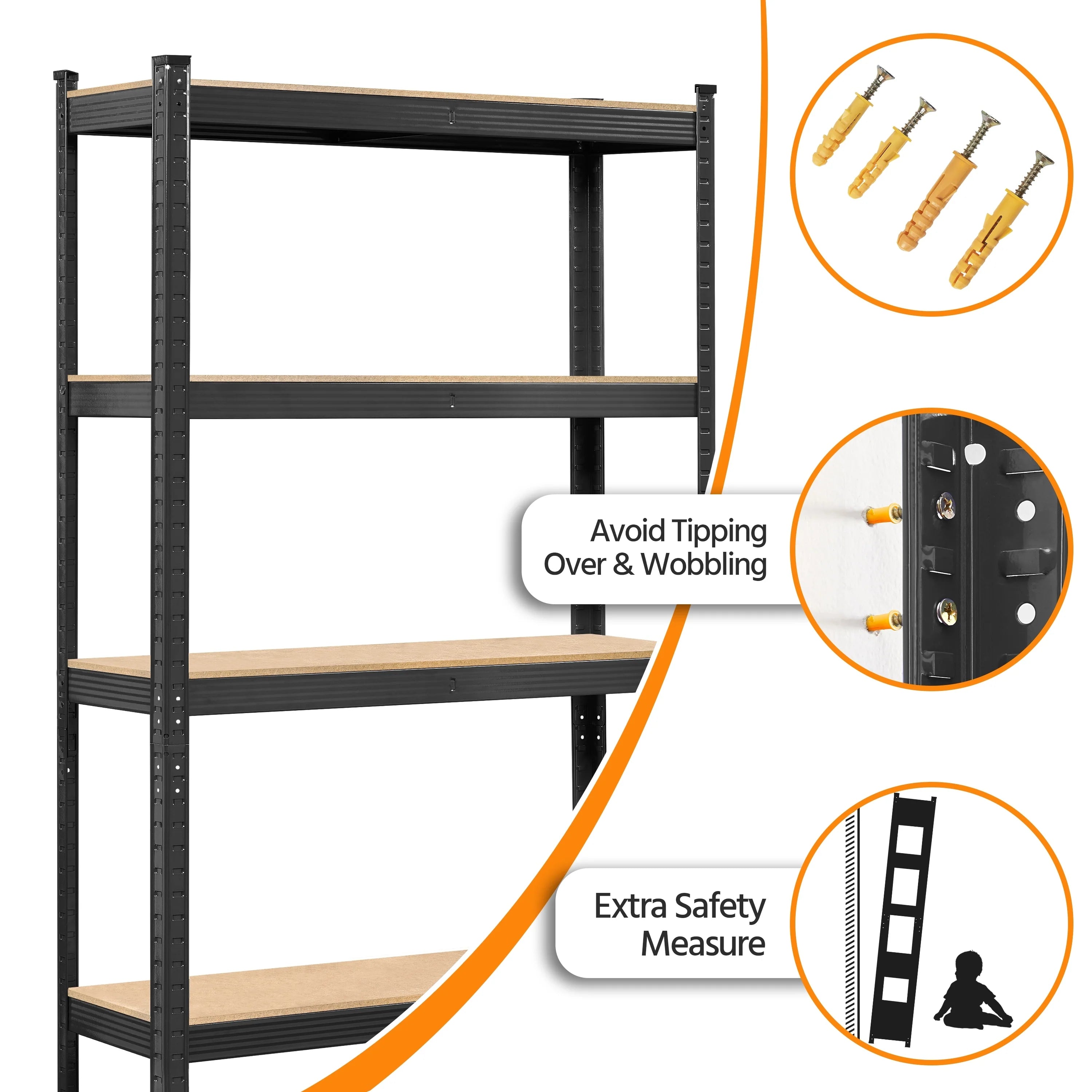 Yaheetech Adjustable 5-Tier Shelf Metal Storage Rack for Home/Office/Garage - 35.5″ L × 12″ W × 71″ H