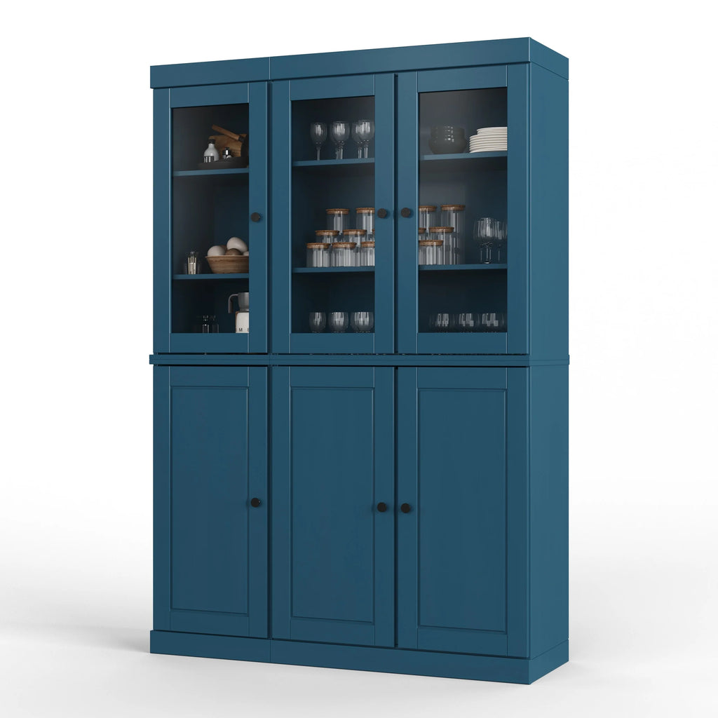Palace Imports 100% Solid Wood China Pantry with Glass or Solid Wood Doors and 2-Drawers - 48.5" x 71.5"