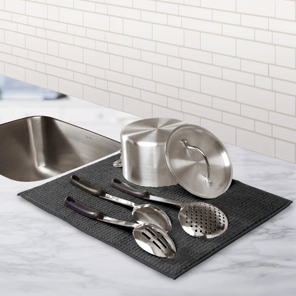 Kitchen Details Microfiber Drying Mat in Black - 15" x 20"
