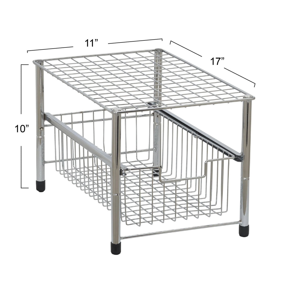 Household Essentials Silver Free Standing Pull Out Cabinet Organizer Shelf