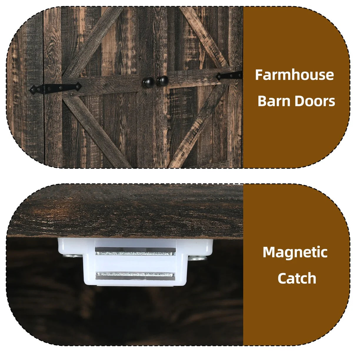 64" Farmhouse Tall Kitchen Pantry Storage Cabinet with 2 Drawers & Doors