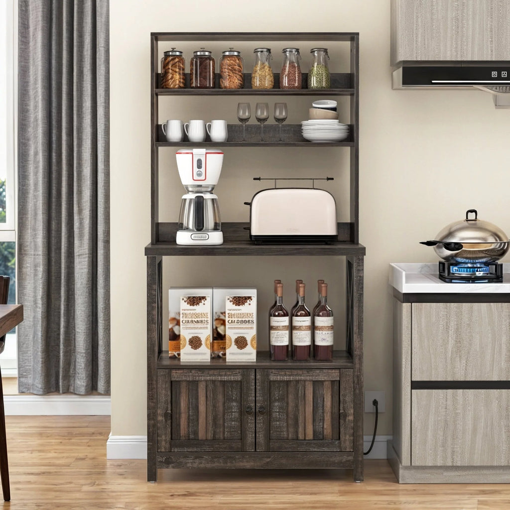 Moasis 5 Tier Kitchen Bakers Rack with Storage Shelves Microwave Oven Stand Kitchen Shelf Organizer
