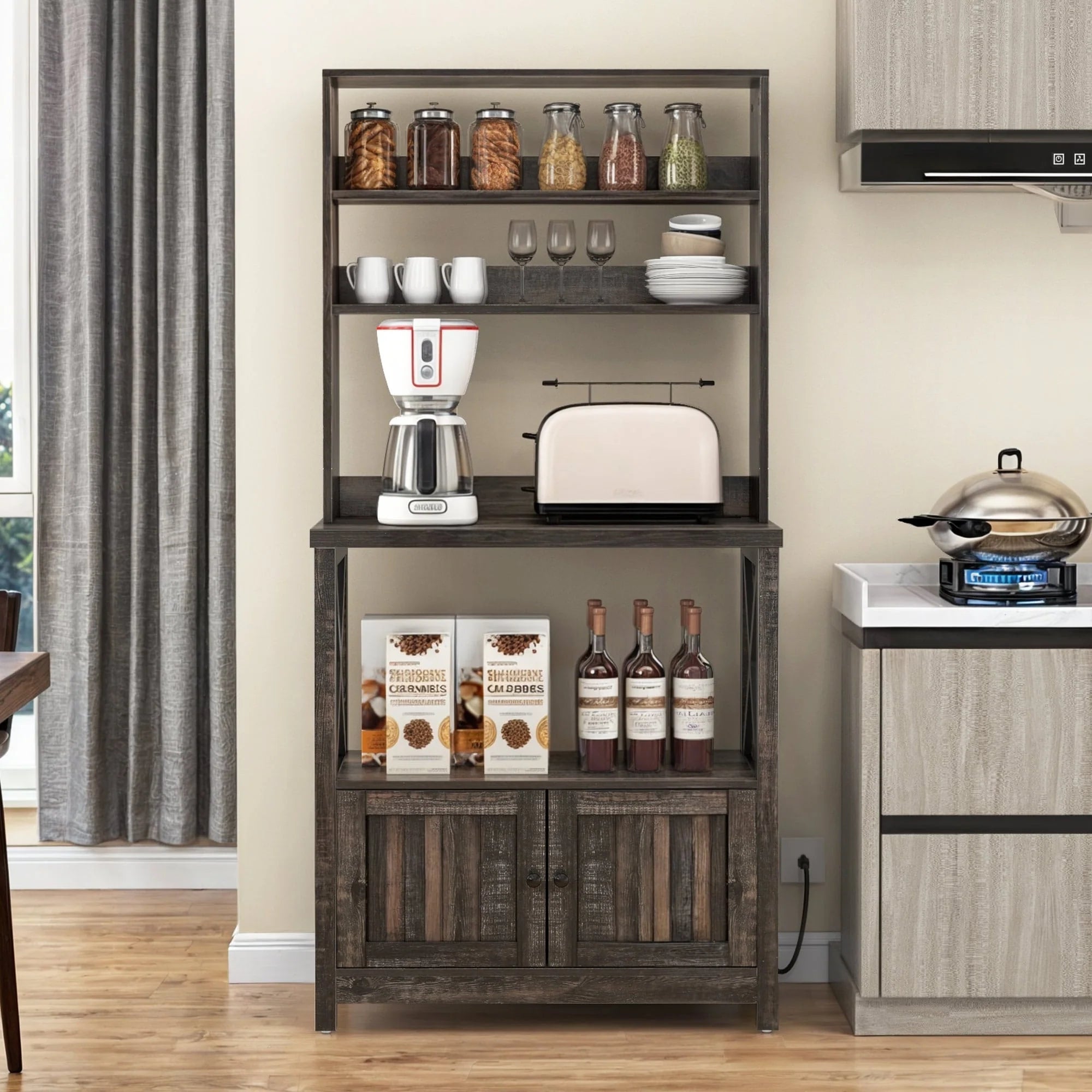 Moasis 5 Tier Kitchen Bakers Rack with Storage Shelves Microwave Oven Stand Kitchen Shelf Organizer