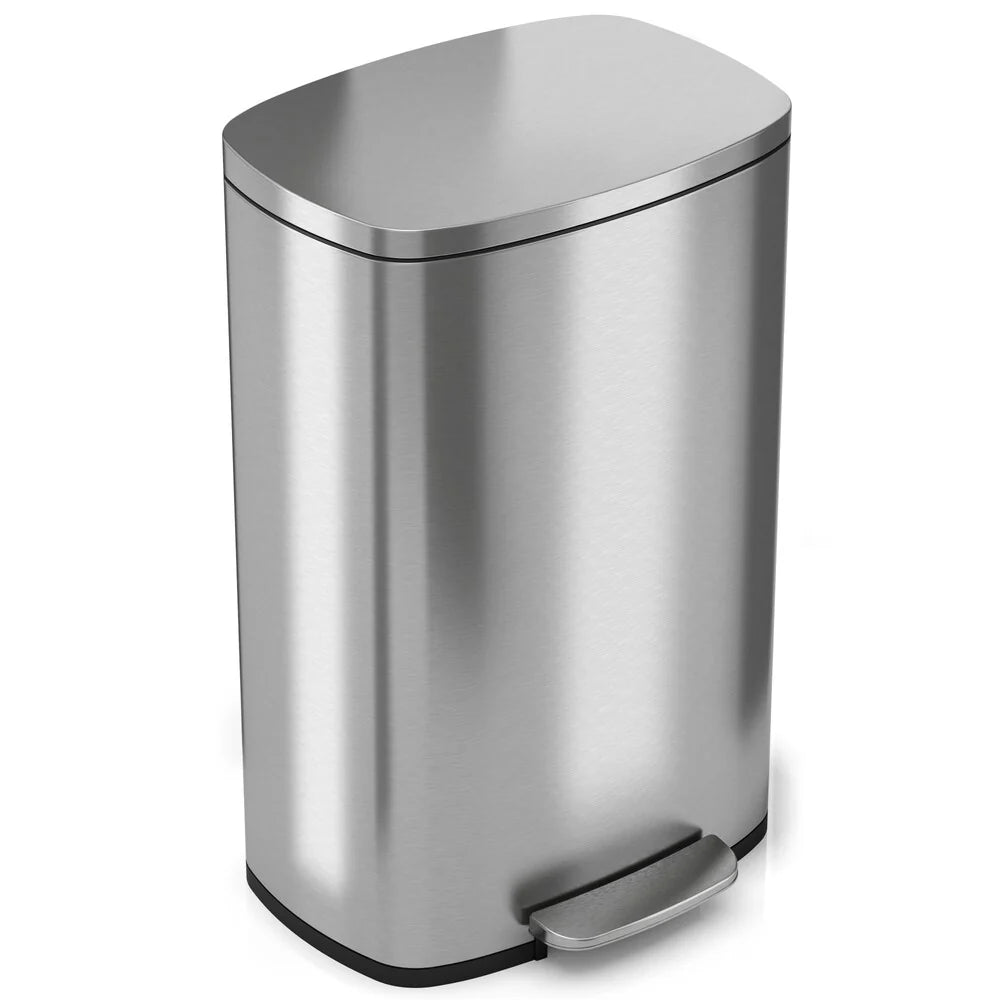 Halo Premium 13 Gallon Silvertone Stainless Steel Step-style Trash Can