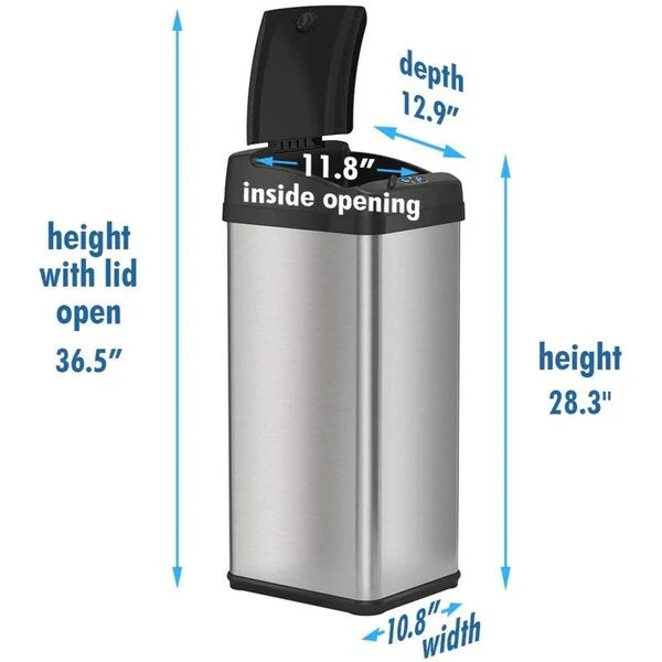 iTouchless 13 Gal Extra-Wide Stainless Steel Sensor Kitchen Trash Can