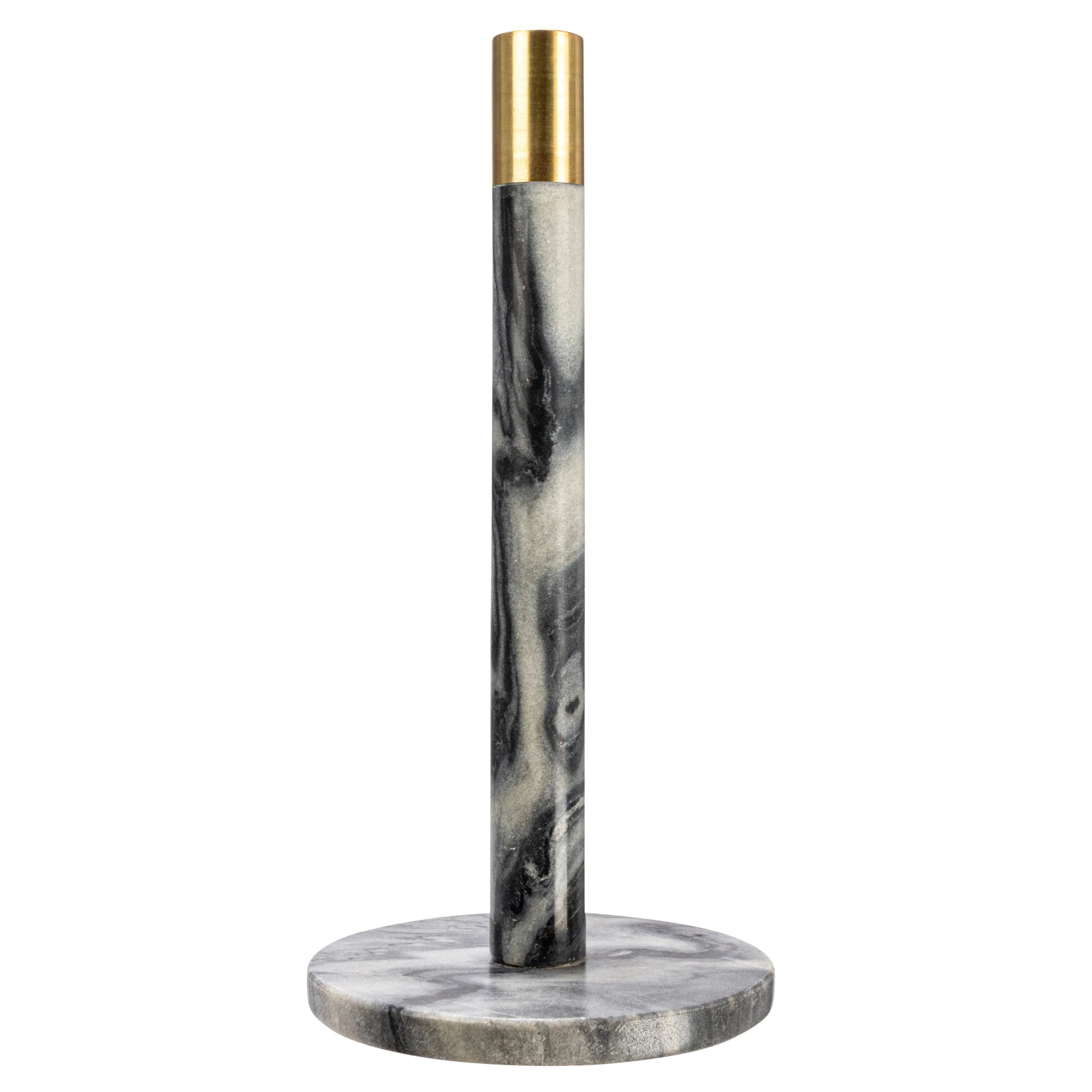 Marble Paper Towel Holder with Brass Accent Band