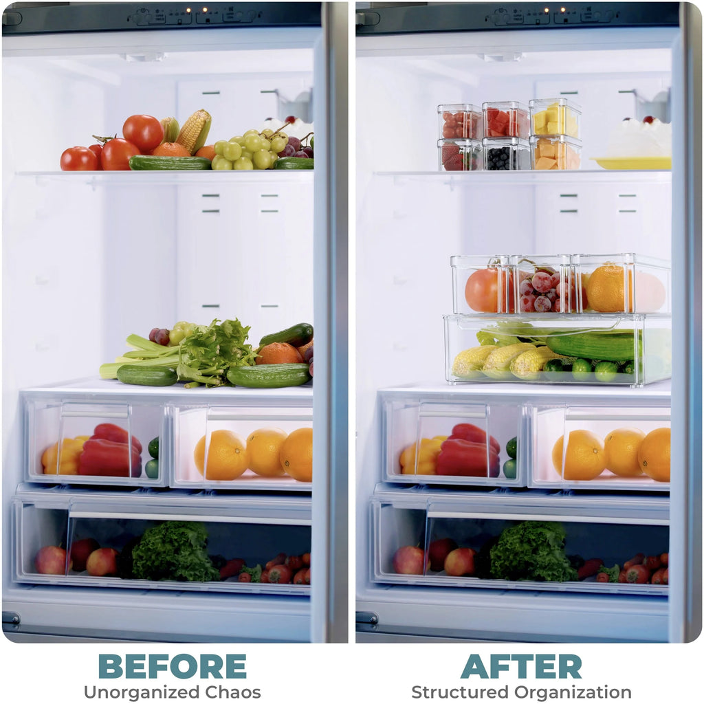 Sorbus Stackable Refrigerator Storage Bins with Lids and Handle Kitchen Pantry Storage Organizer - 10 Pack