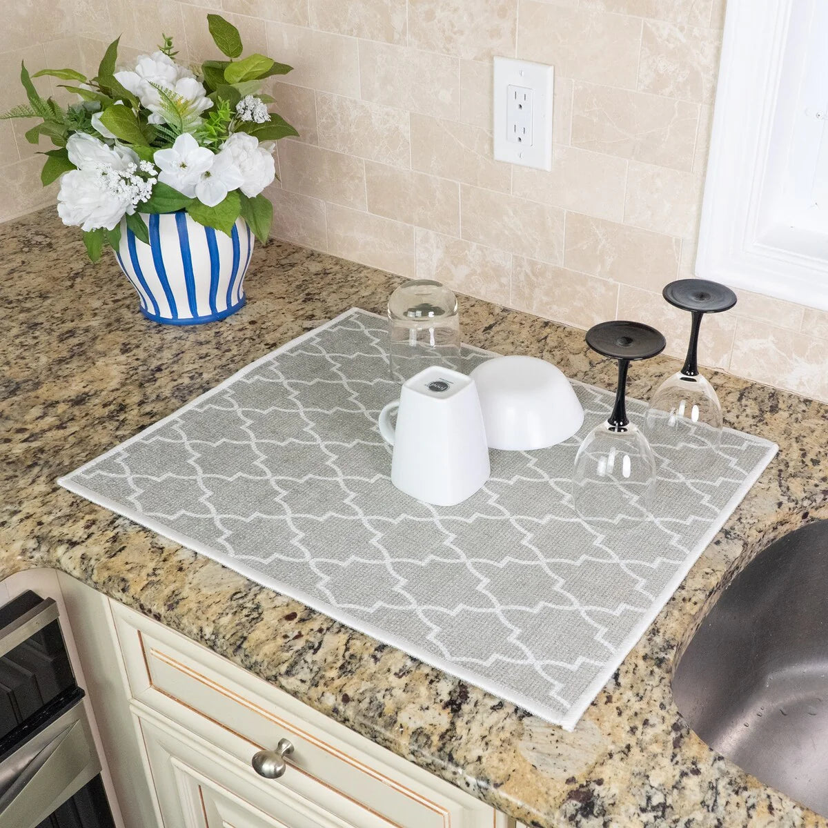 Large Dish Drying Mat for Kitchen Counter - Super-Absorbent Washable Cotton Large Baby Bottle Dryer Pad - Highly Absorbent Ultra