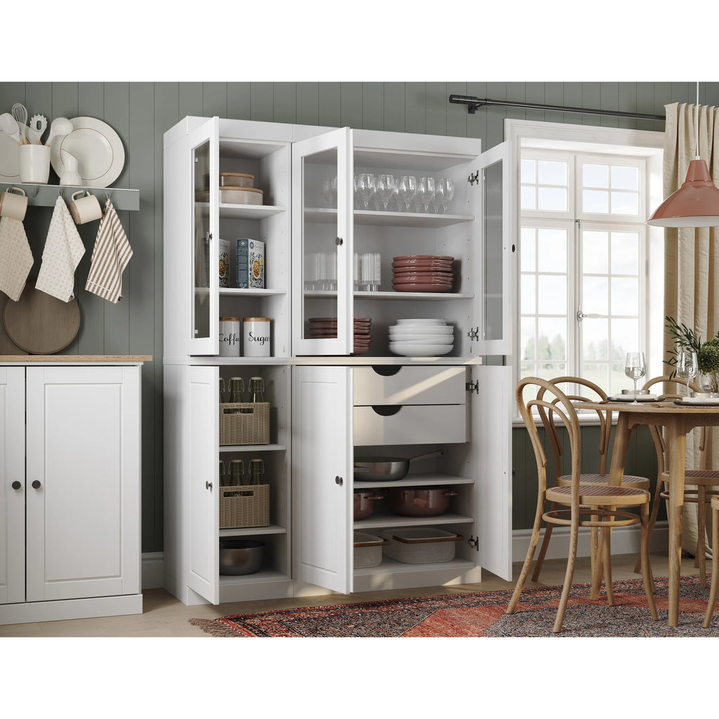 Palace Imports 100% Solid Wood China Pantry with Glass or Solid Wood Doors and 2-Drawers - 48.5" x 71.5"