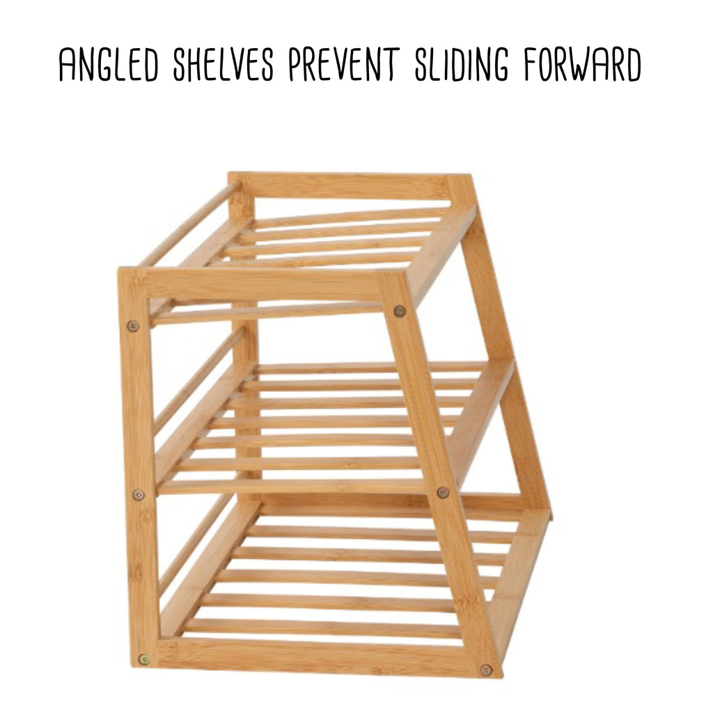 Honey-Can-Do Natural Bamboo 3-Tier Bottle and Tumbler Organizer