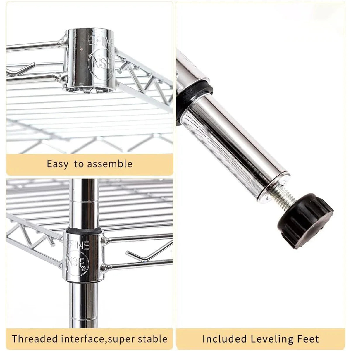 Chrome 4/5-Tier Shelving Unit Heavy-Duty Steel Shelves