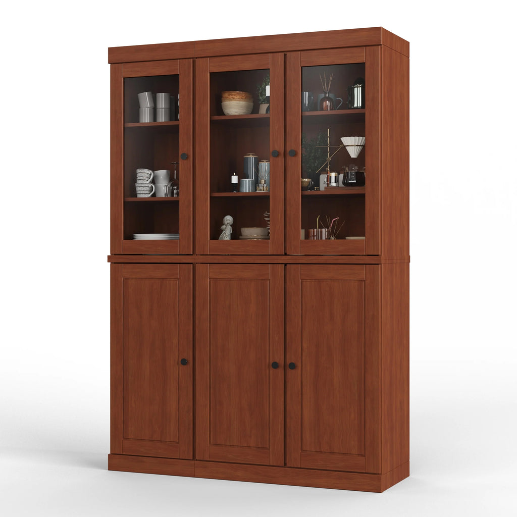 Palace Imports 100% Solid Wood China Pantry with Glass or Solid Wood Doors and 2-Drawers - 48.5" x 71.5"