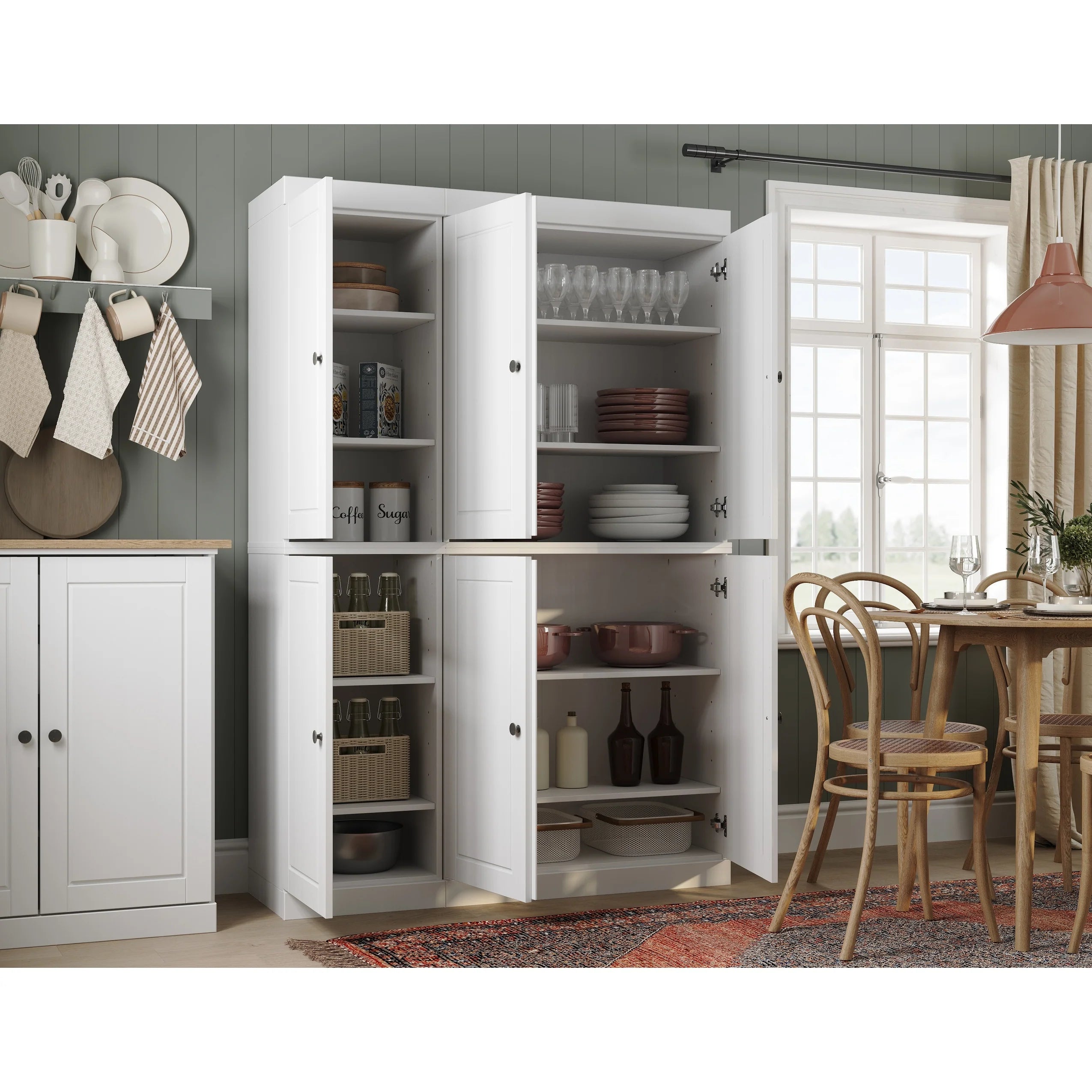Palace Imports 100% Solid Wood 48.5" China Pantry Cabinet with Solid or Clear Glass Doors and Adjustable Shelves - 48.5" x 71.5"