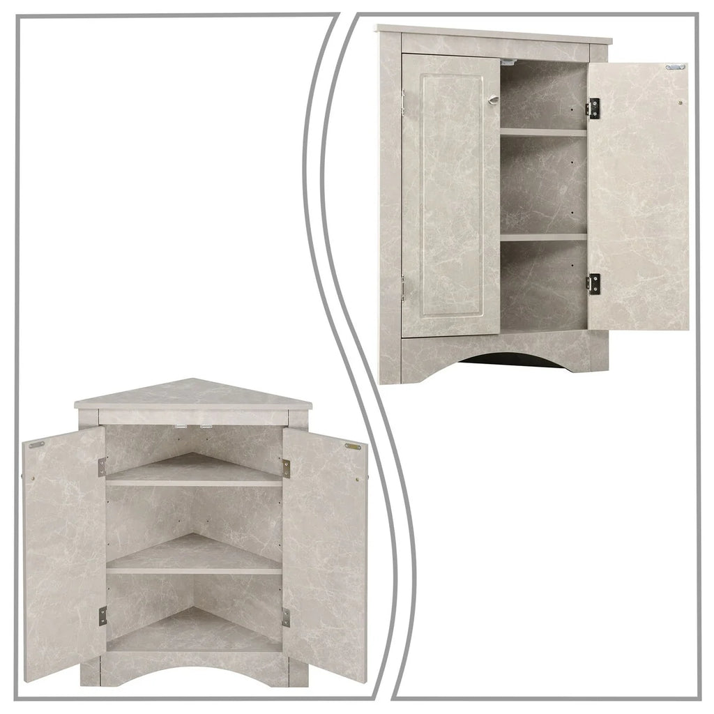 Modern Stylish Triangle Corner Storage Cabinet with Two Adjustable Internal Shelves