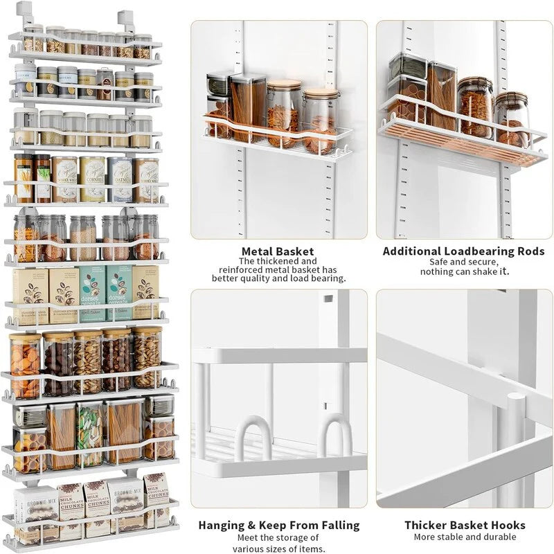 9Tier Over The Door Pantry Organizer Rack Metal Pantry Organization - 6"D x 16"W x 74.8"H