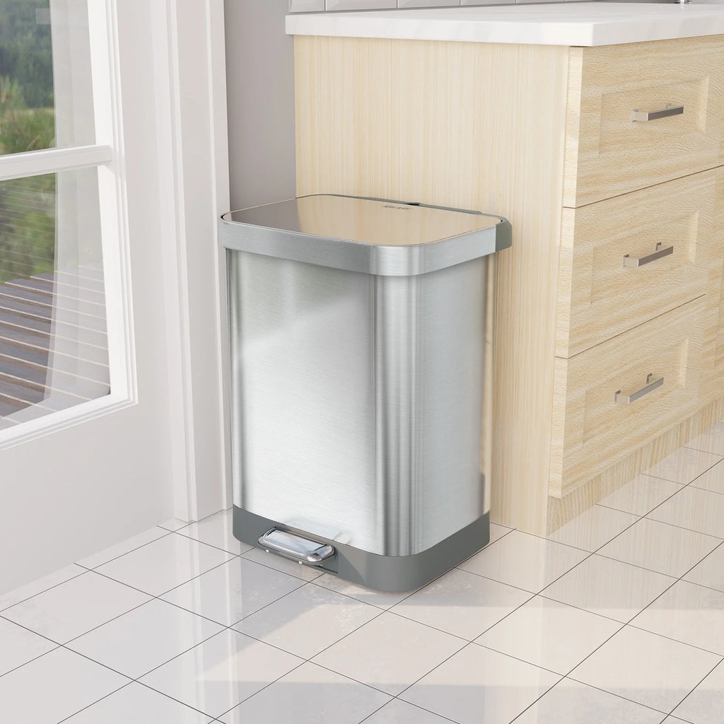 Glad All Stainless Steel Step-on Kitchen Trash Can
