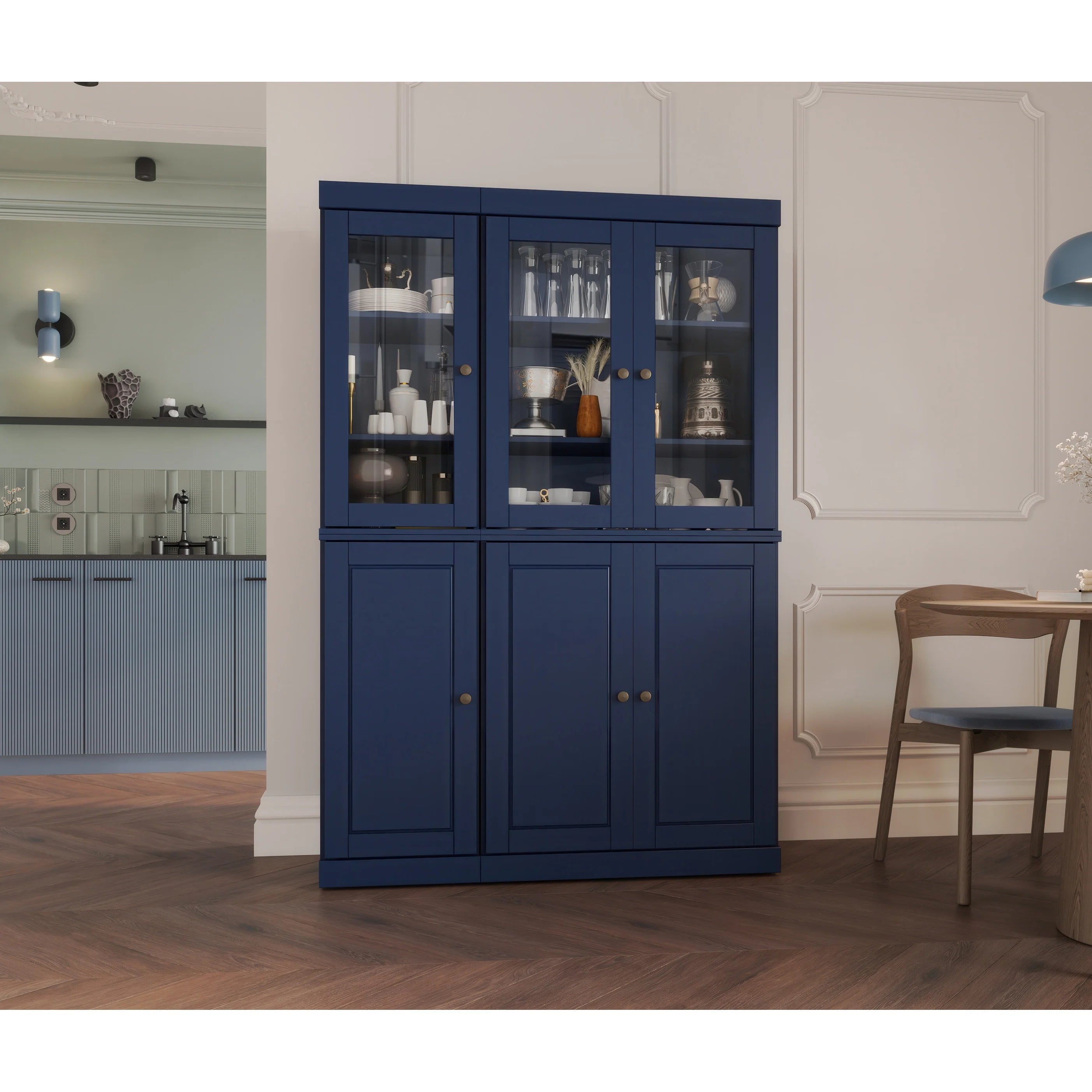 Palace Imports 100% Solid Wood China Pantry with Glass or Solid Wood Doors and 2-Drawers - 48.5" x 71.5"