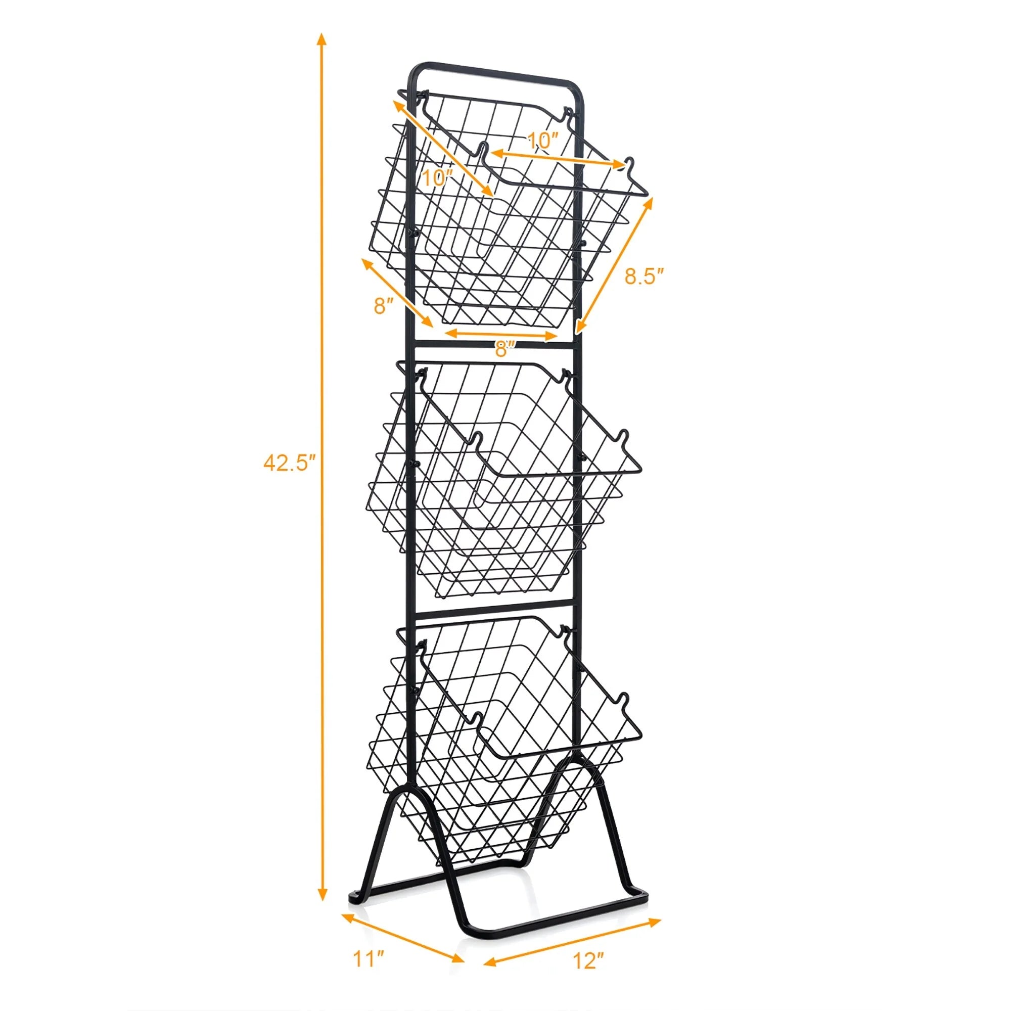 Costway 3-Tier Wire Fruit Basket Stand Kitchen Snack Vegetable Storage - See Details