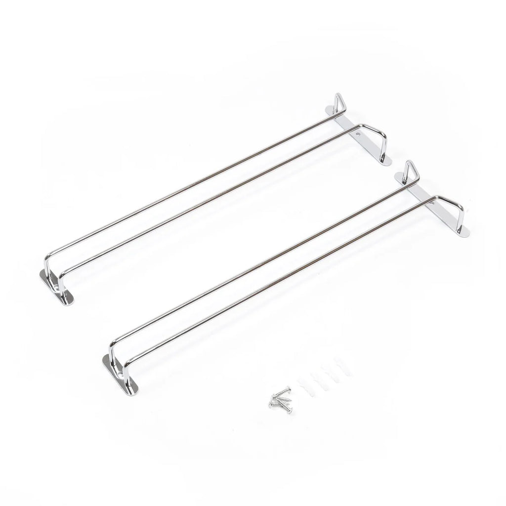 Wallniture Brix Stemware Wine Glass Rack Under Cabinet Storage Metal Glass Hanger (Set of 2)