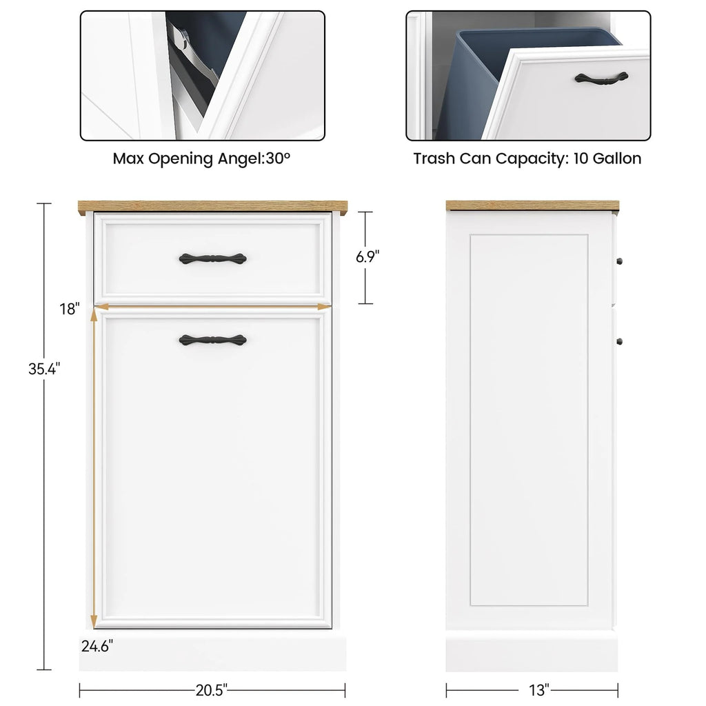 Kitchen Tilt Out Trash Can Cabinet with Drawer