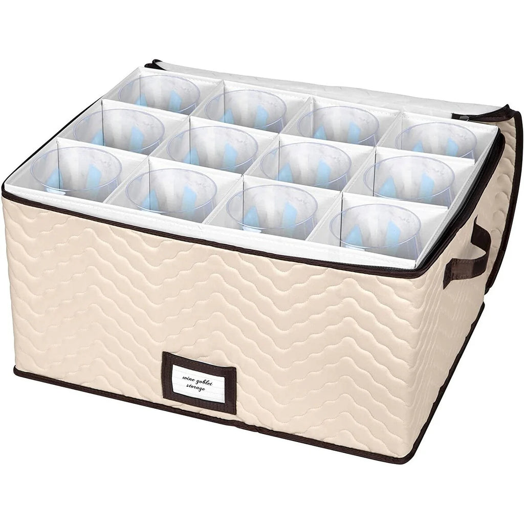 Stemware Storage Case for Wine Glasses - Holds 12 Glasses -19" x 9.5" x 14"
