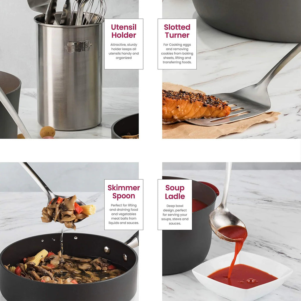 Stainless-Steel Kitchen Utensil Set - 10 Piece Set